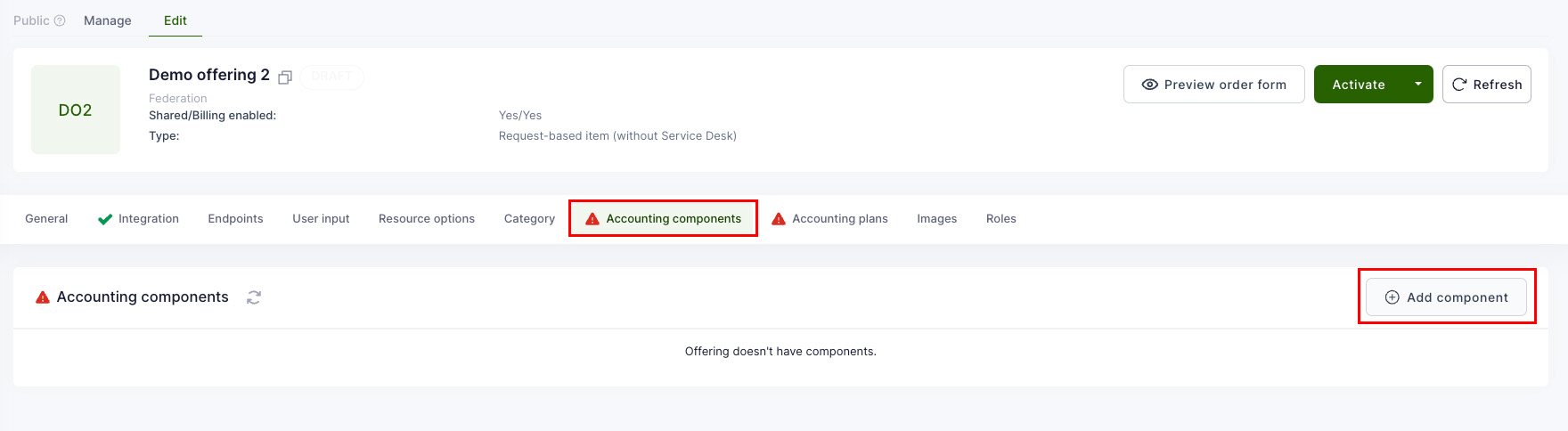 Accounting components