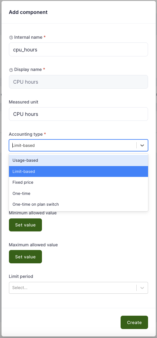 Accounting component details