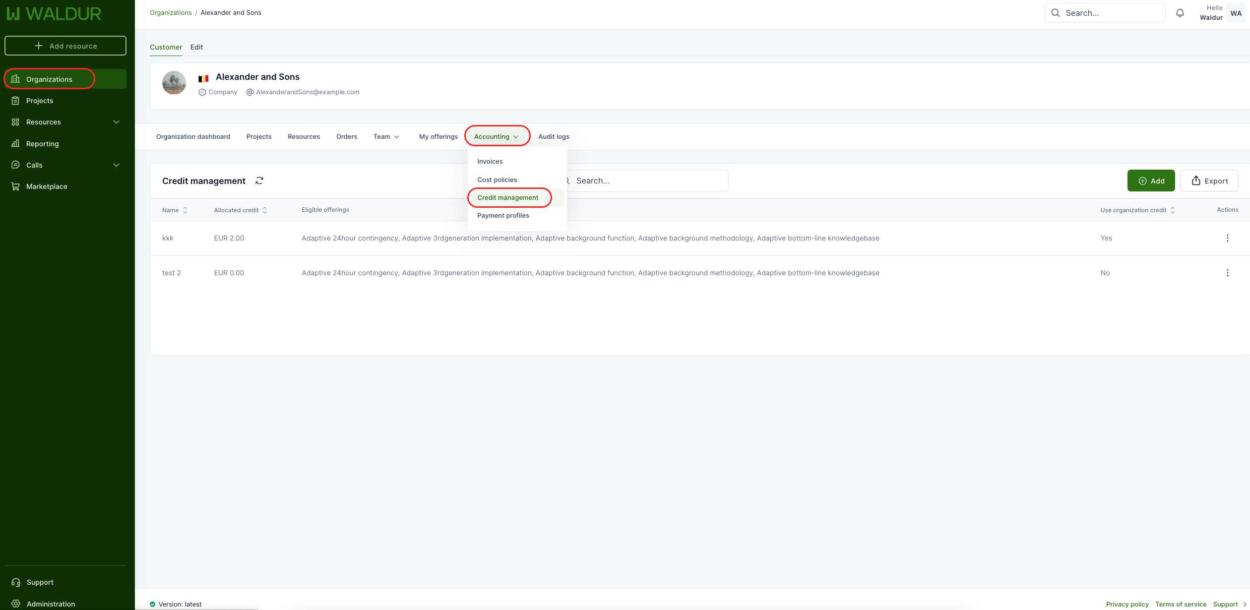 Customer credit policies