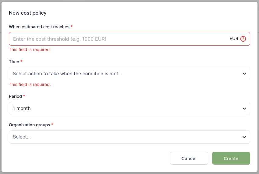 New offering cost policy