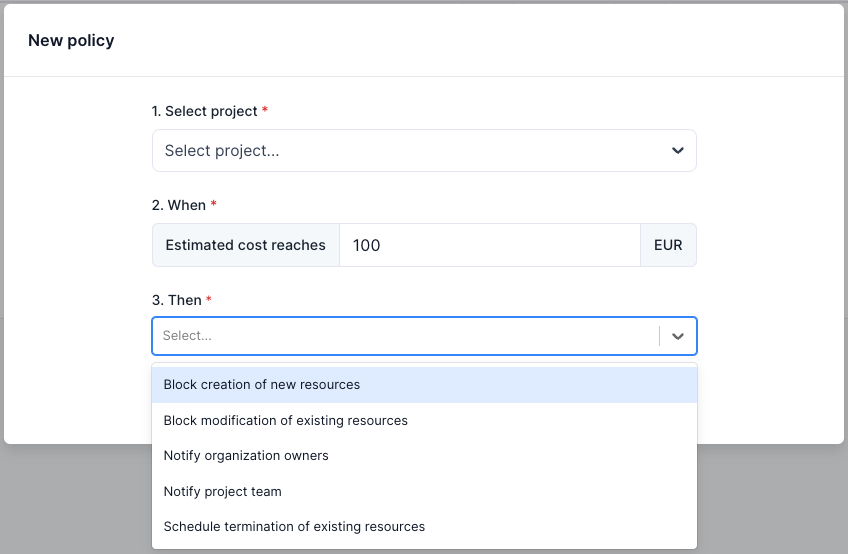 New project cost policy