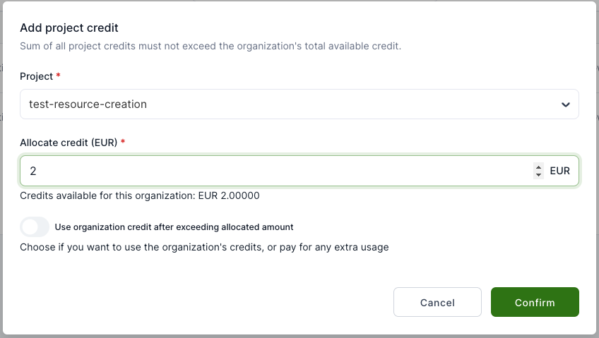 New project credit policy