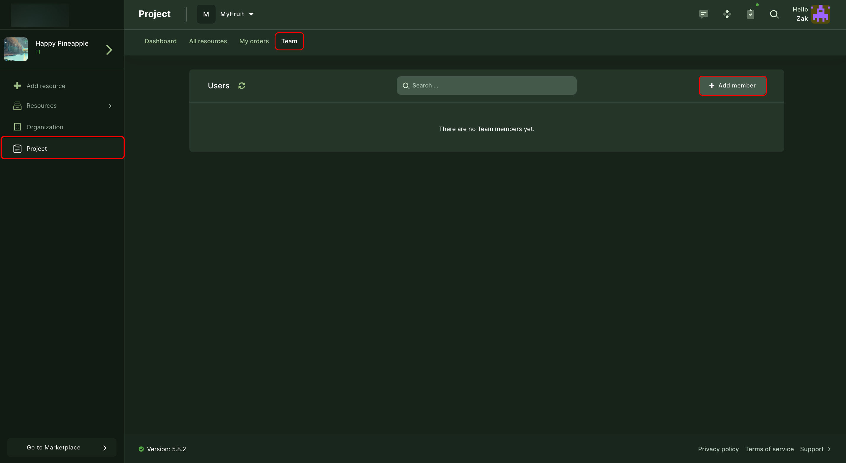 Select organization