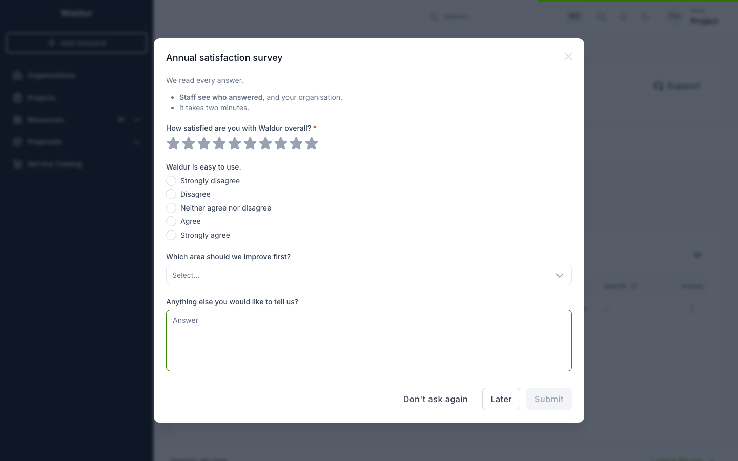 Feedback prompt