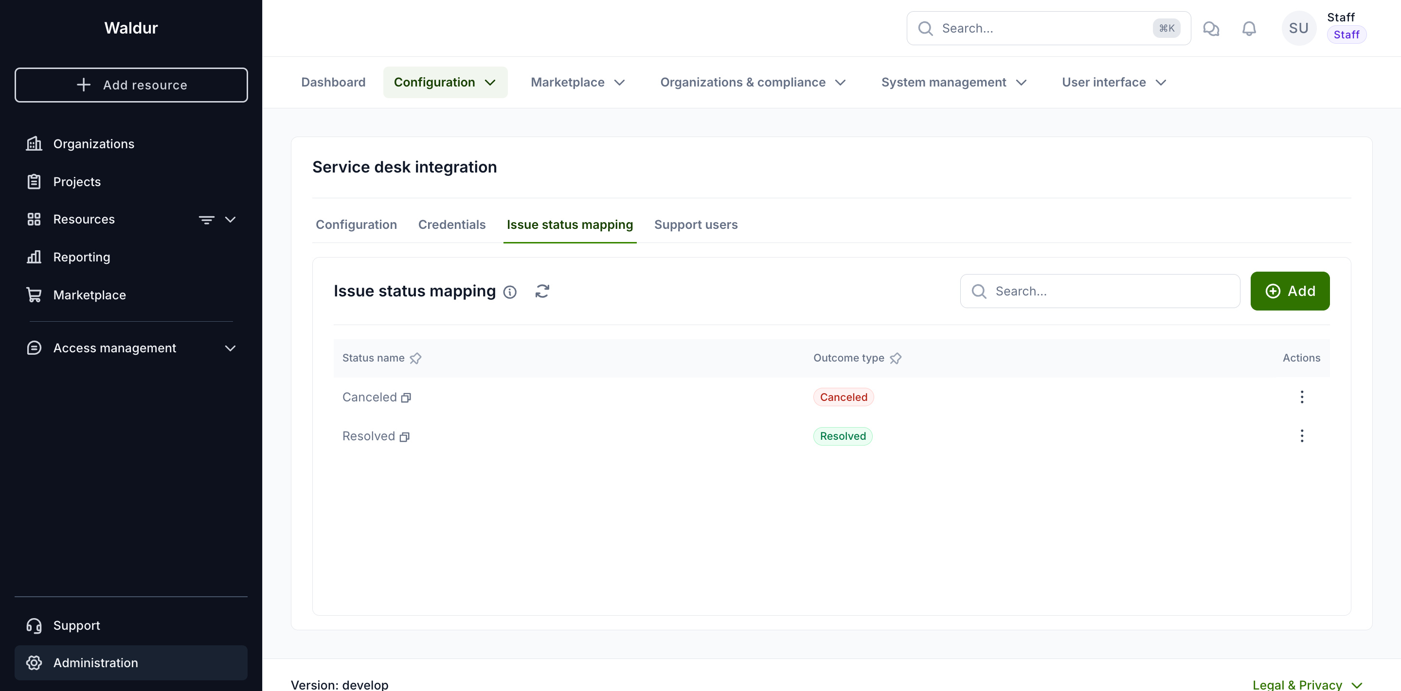 Issue status mapping