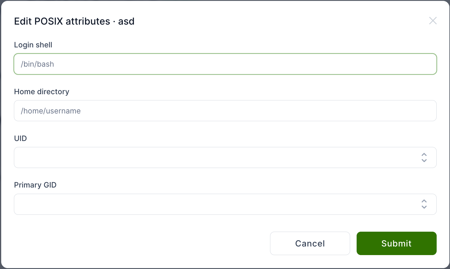 Editing a single user's POSIX attributes