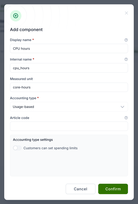 Add component dialog