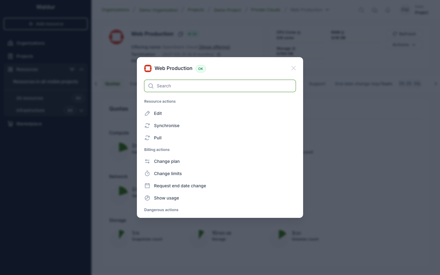 Requesting an end date change on an OpenStack tenant