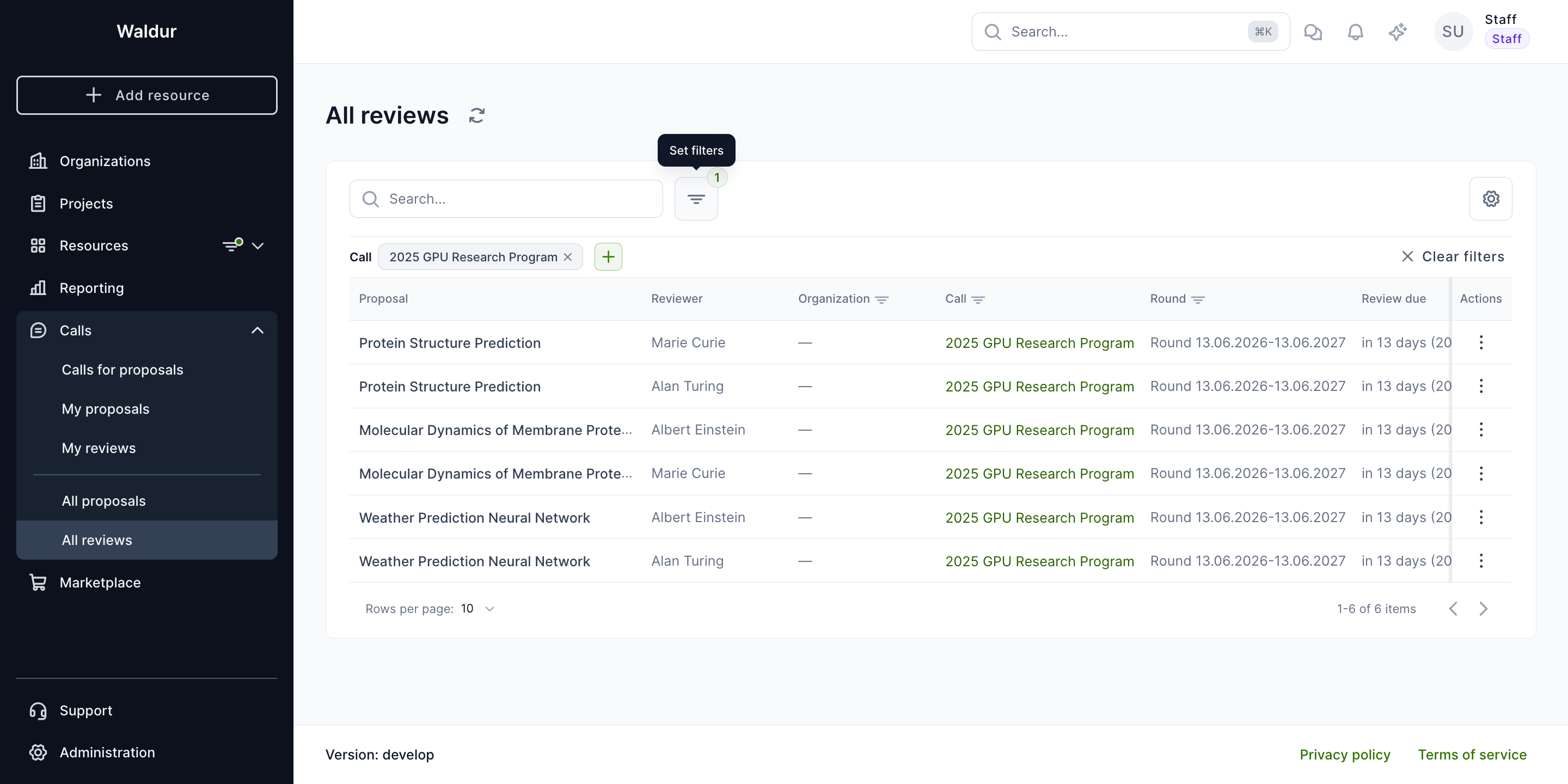 Admin reviews — GPU program