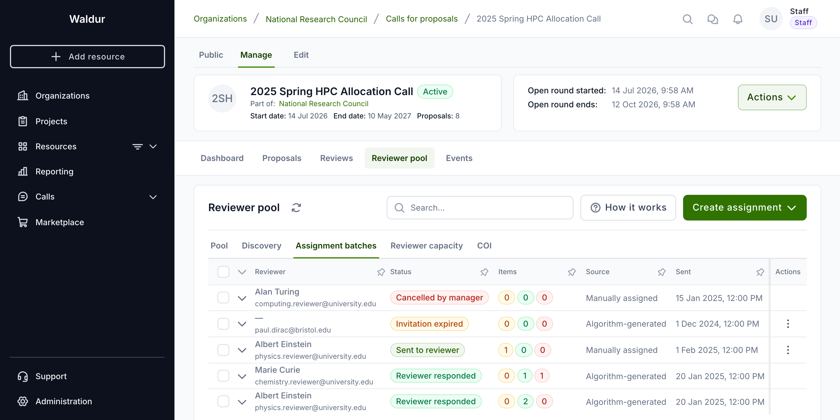 Batch with accepted and declined items