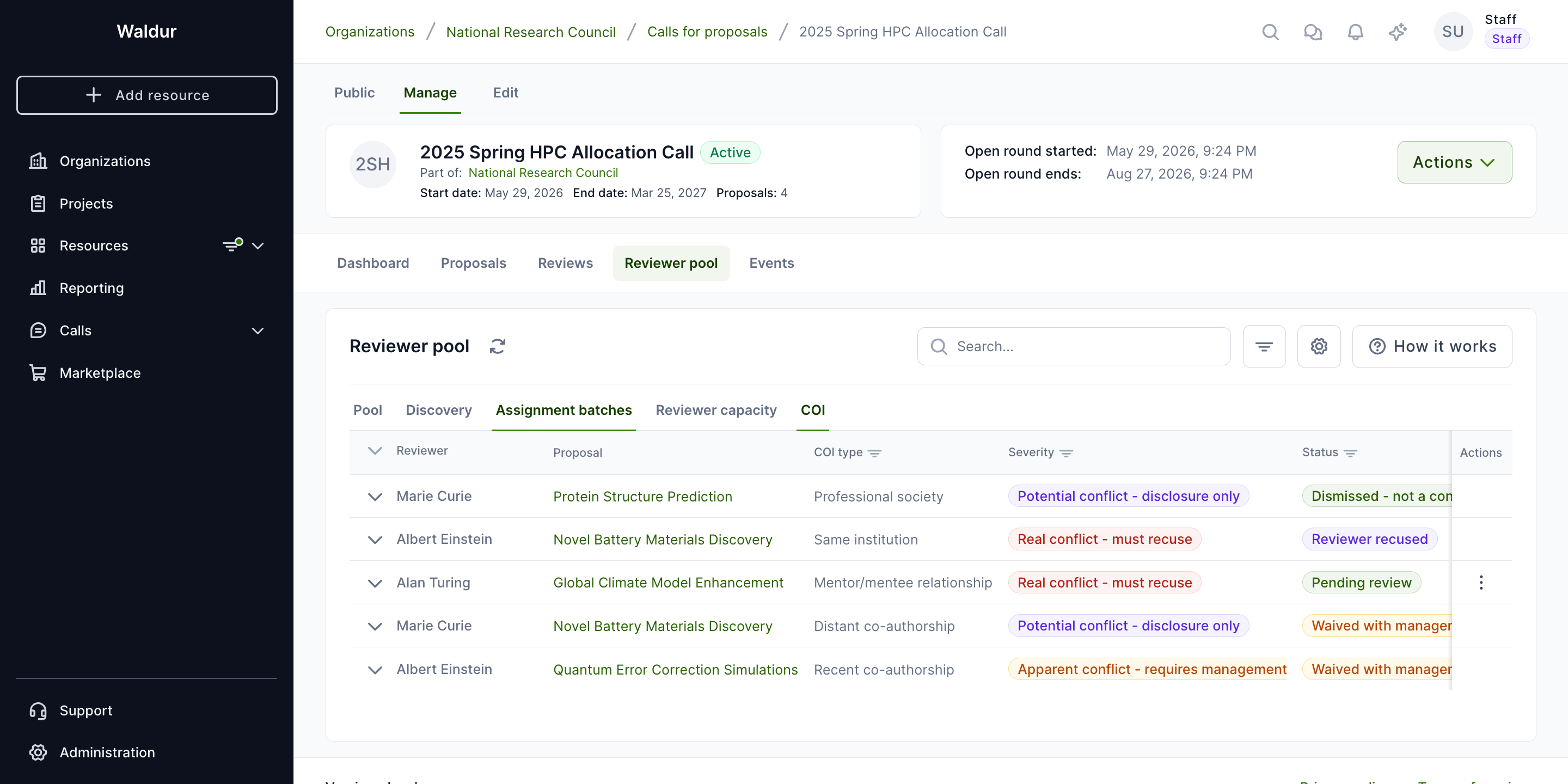 COI records with detected conflicts