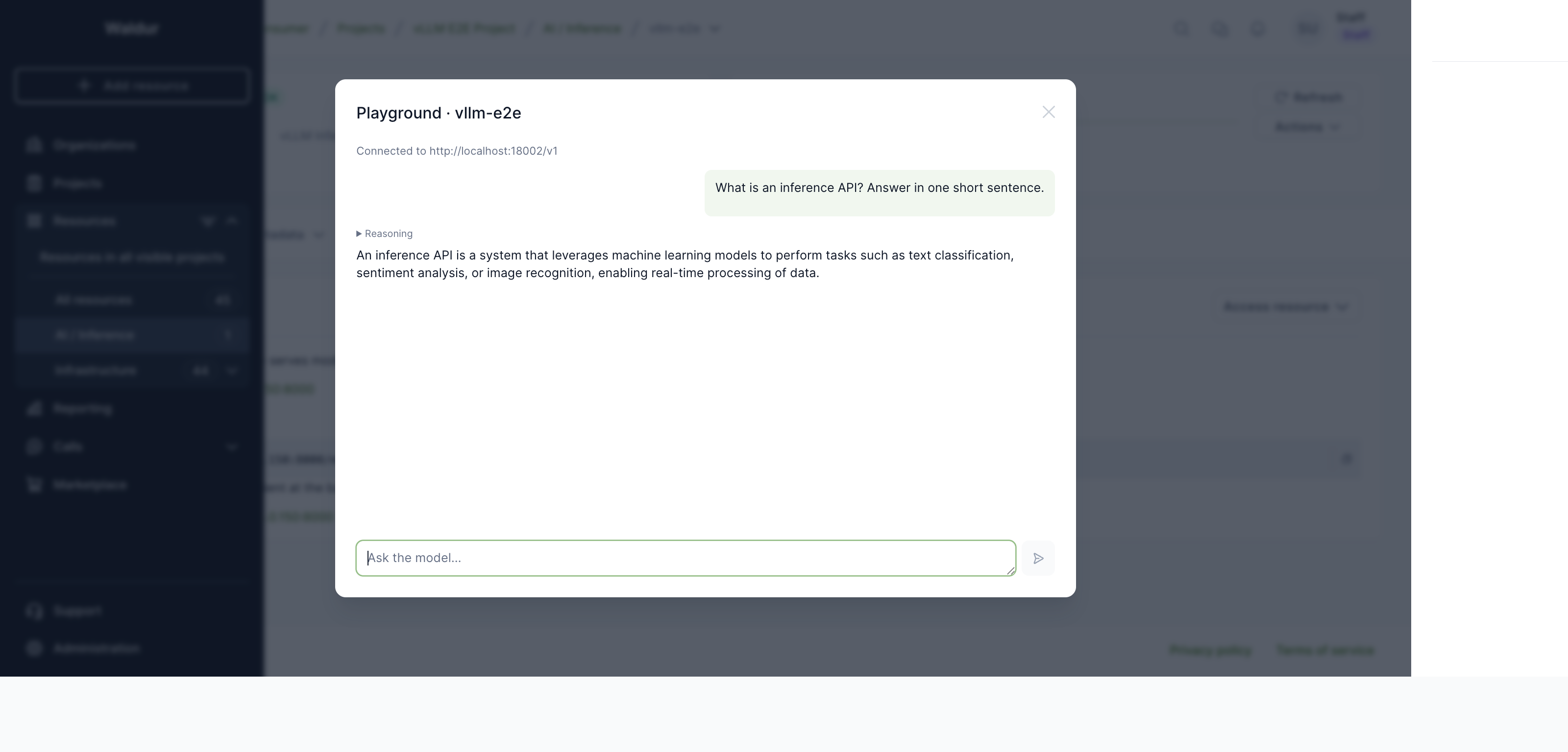 Inference playground chat